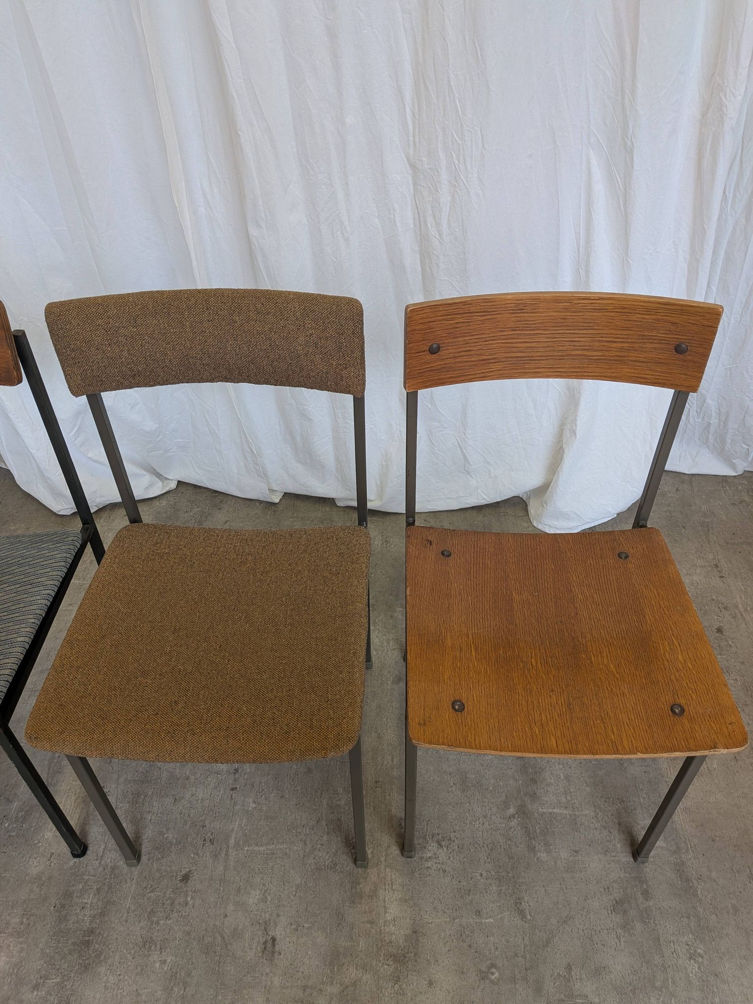 Set of 4 - Mix & Match Vintage Industrial Dining Chairs - 1970s Stol Kamnik