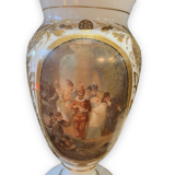 Vase in painted and gilded opaline animated scene