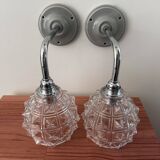Pair of chrome wall lights