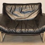 Vintage armchair by Johan Bertil Häggström for Ikéa in leather and chrome metal, 1970s