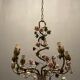 Italian Tole Ceramic Flower Chandelier, 1960s
