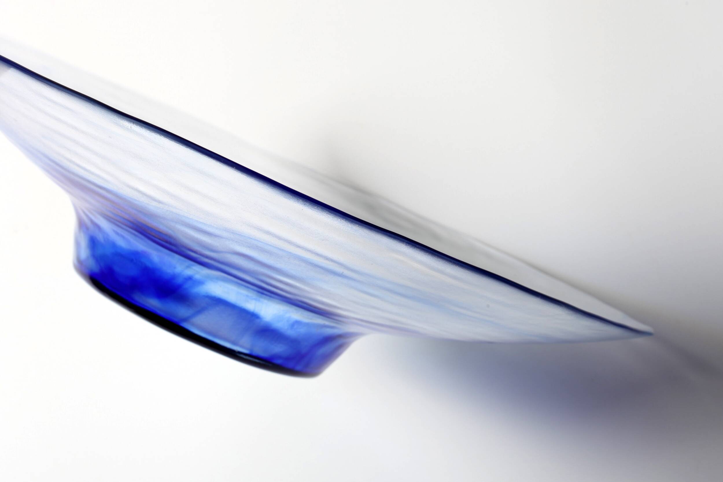 Vintage Bormioli Rocco Art Glass Bowl: Cobalt Blue Swirl Centerpiece