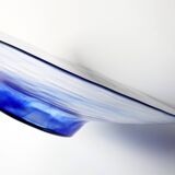 Vintage Bormioli Rocco Art Glass Bowl: Cobalt Blue Swirl Centerpiece