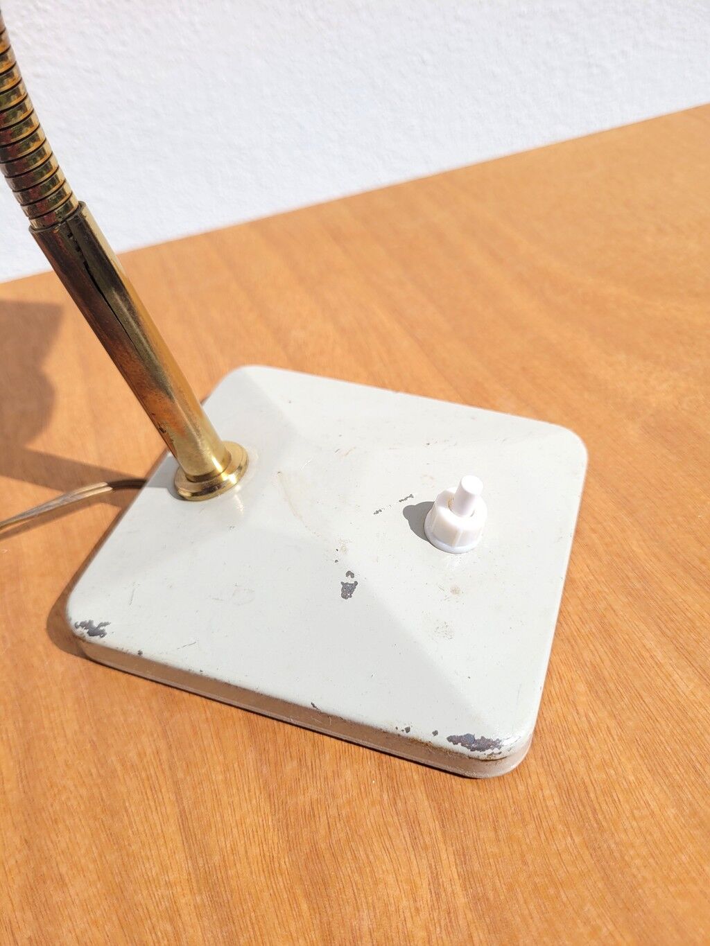 Revised vintage beige and gold Aluminor lamp.