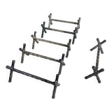 Six bamboo-patterned metal silver-plated knife rests.