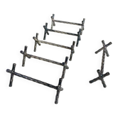Six bamboo-patterned metal silver-plated knife rests.