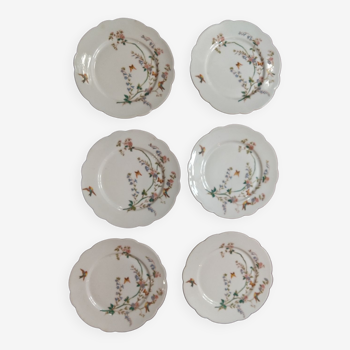 6 art nouveau dessert plates