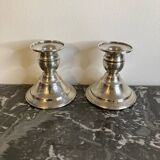 Pair of silver metal candlesticks