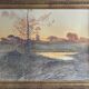 Watercolour painting by Ivan Kowalski (1839-1937) "Lakeside Landscape at Sunset"
