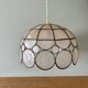 Vintage mother-of-pearl and brass lampshade pendant light