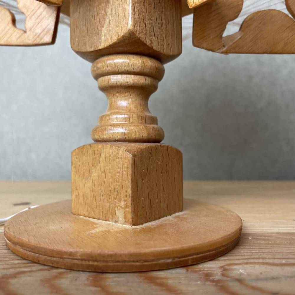 Geometric wood and string-art table lamp