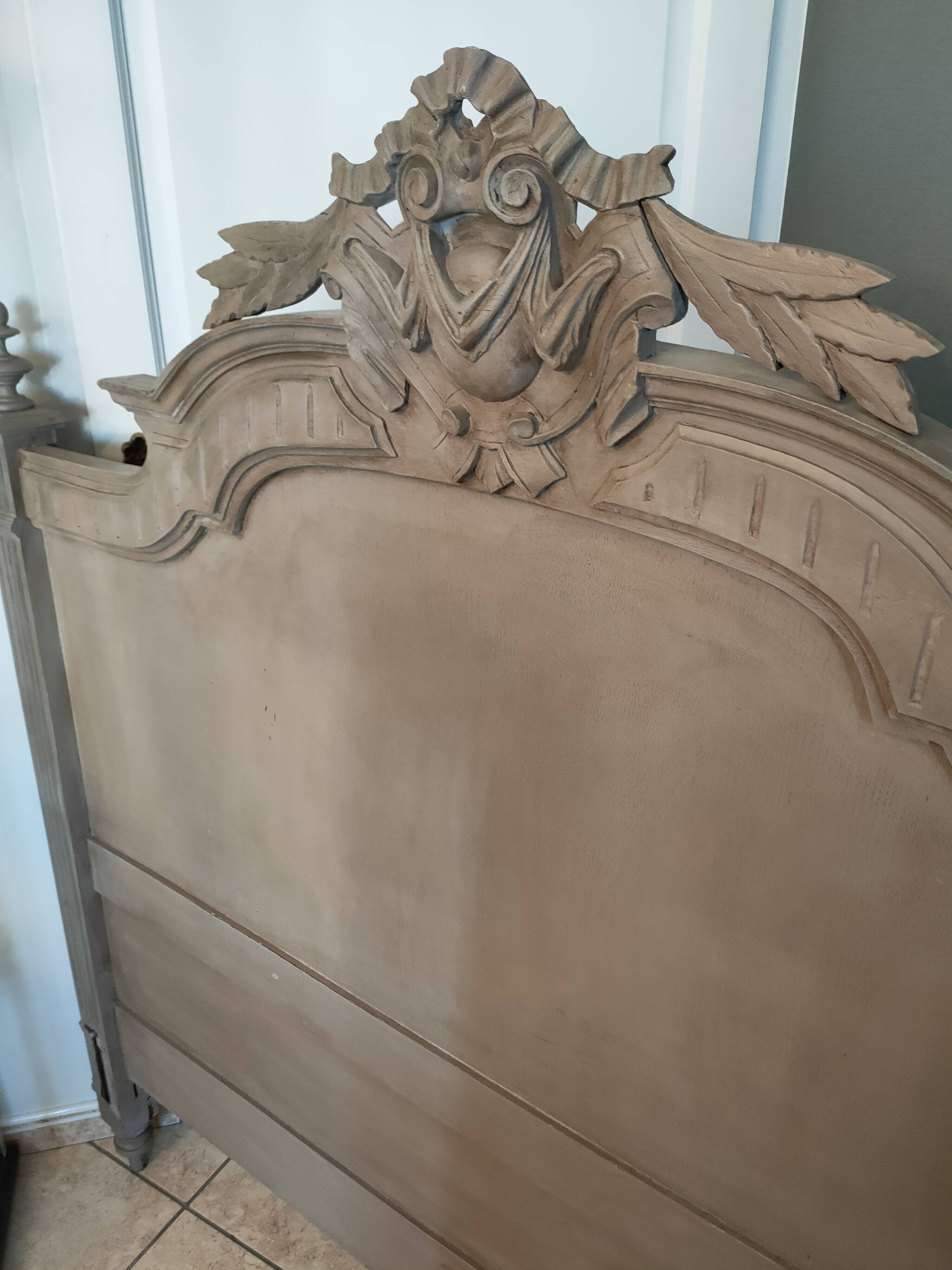 Antique painted wooden headboard