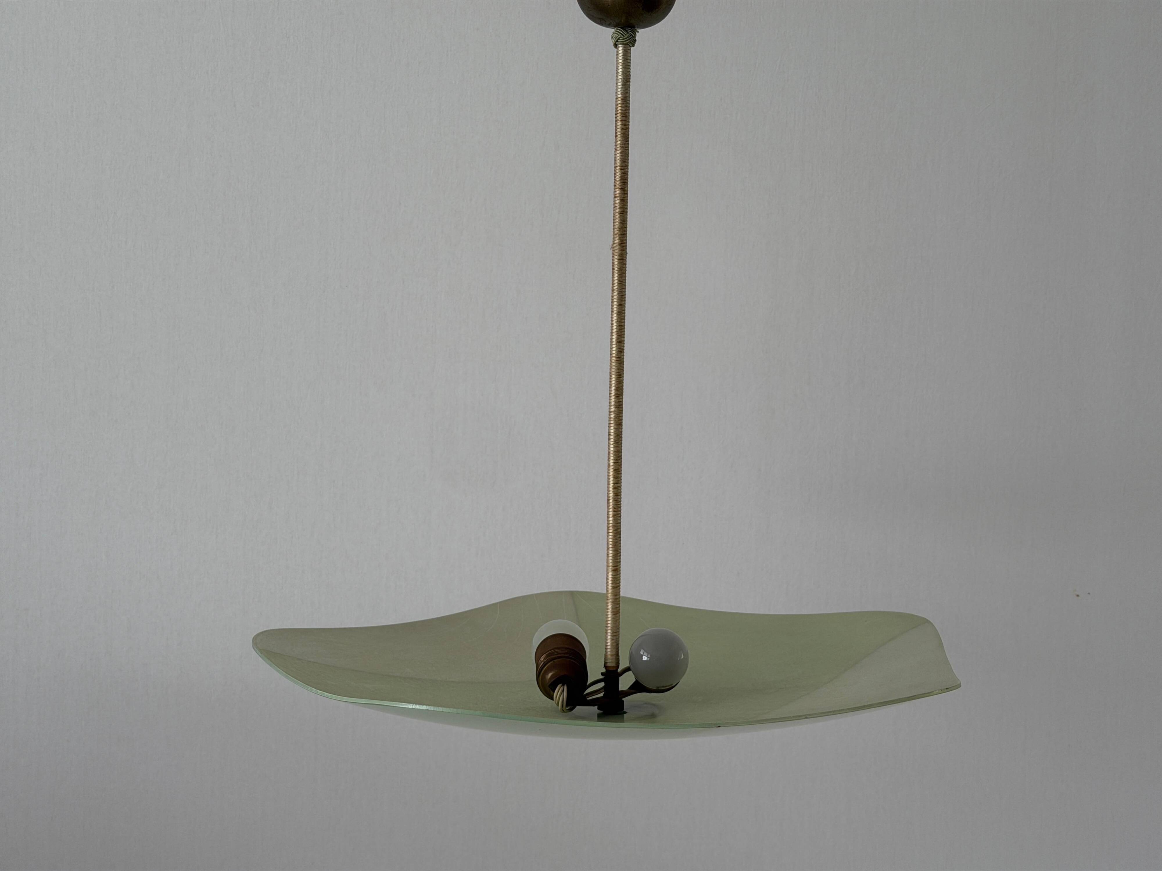 Art Deco pentagonal green glass ceiling light, 1940s, Germany