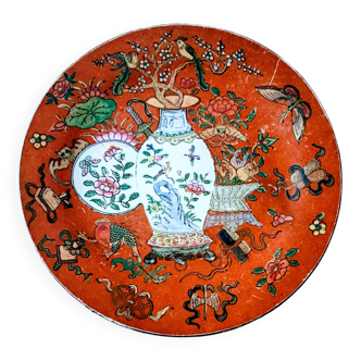 Antique cloisonné porcelain plate
