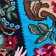 Vintage blue Moldavian rug with beautiful flowers, authentic Romanian handwoven rug 240x153cm