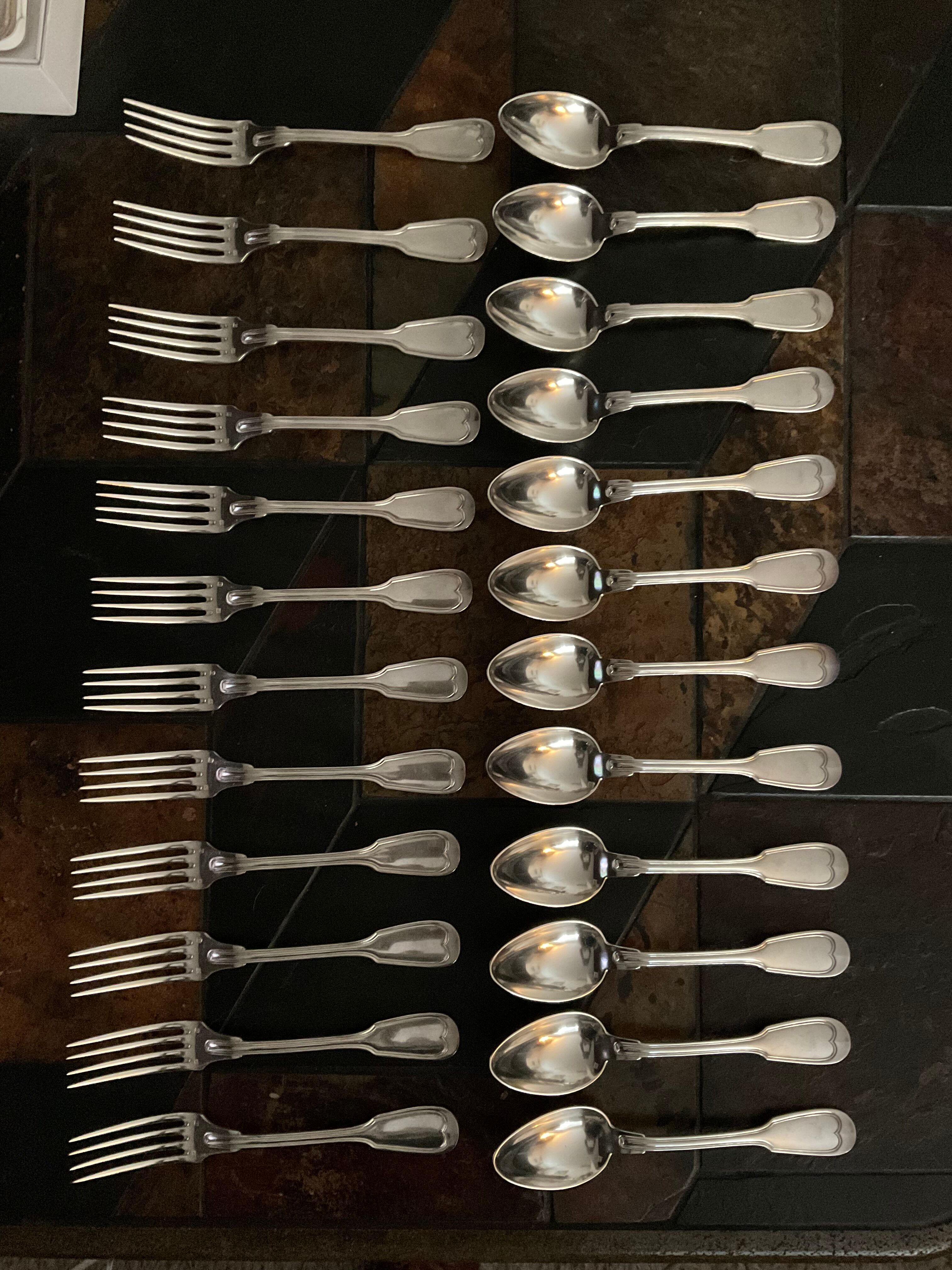 12 forks and 12 spoons.old .silver metal