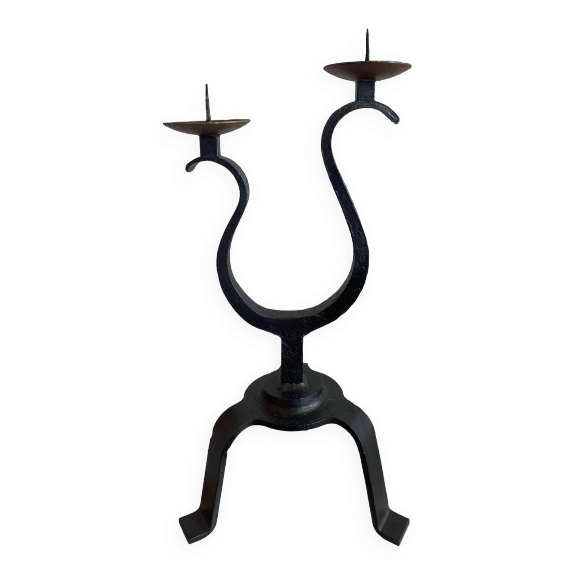 Wrought iron candle holder circa 1950, two sconces
