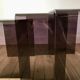 Set of 3 nesting coffee tables in smoked plexi / purple 70s