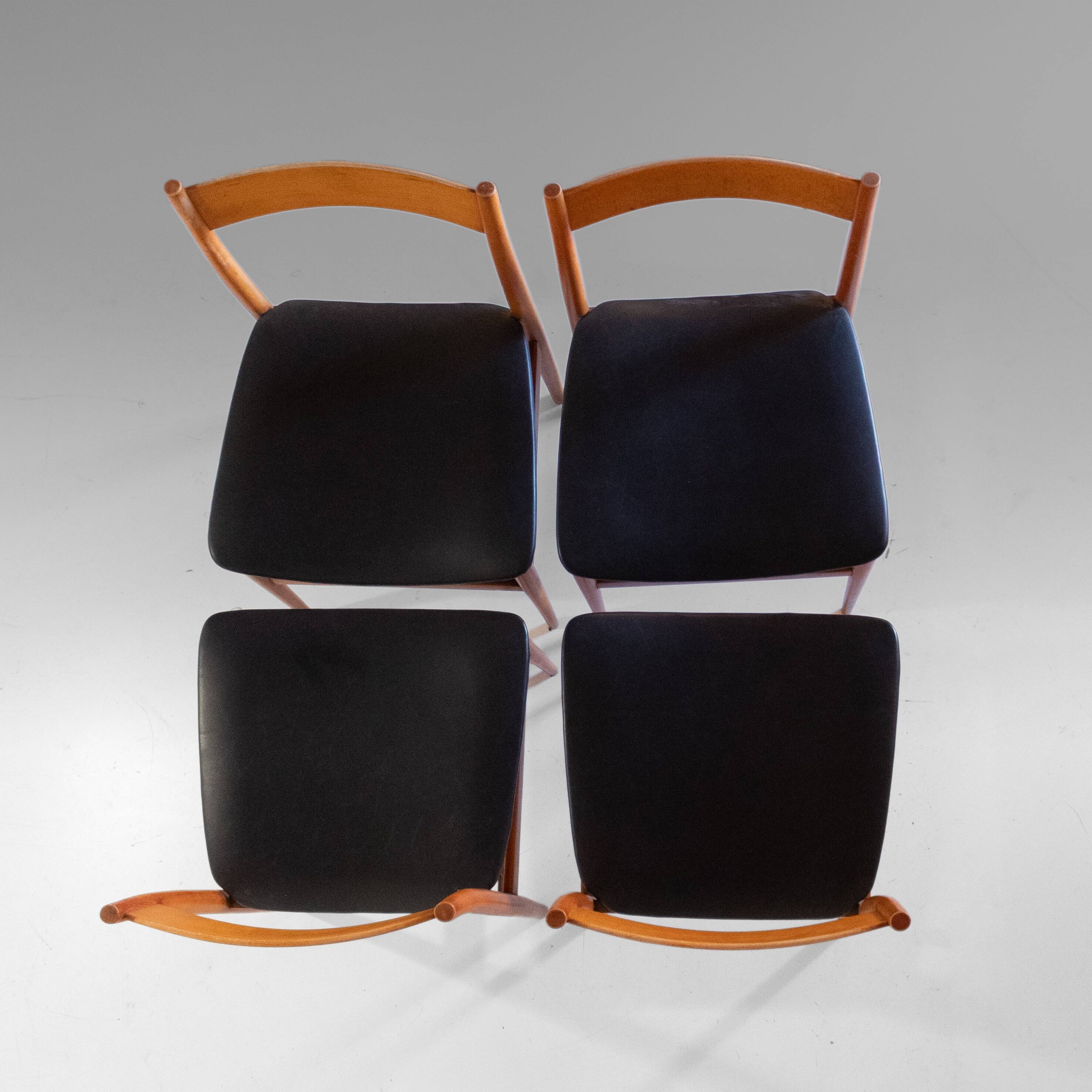 Vintage Italian Wood Dining Chairs by Passoni Udine