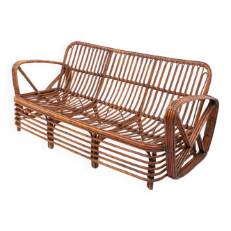 Italian Mid-Century Modern Sculptural Rattan sofa, 1950’s