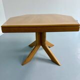 Antique octagonal solid wood extendable table, Girsberger design