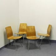 4 Swiss modernist chairs, moulded plywood and metal – circa 1960