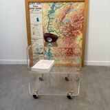David Lange Plexiglas table on wheels