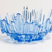 Vintage decorative plate in light blue glass, Italy, 1960s.