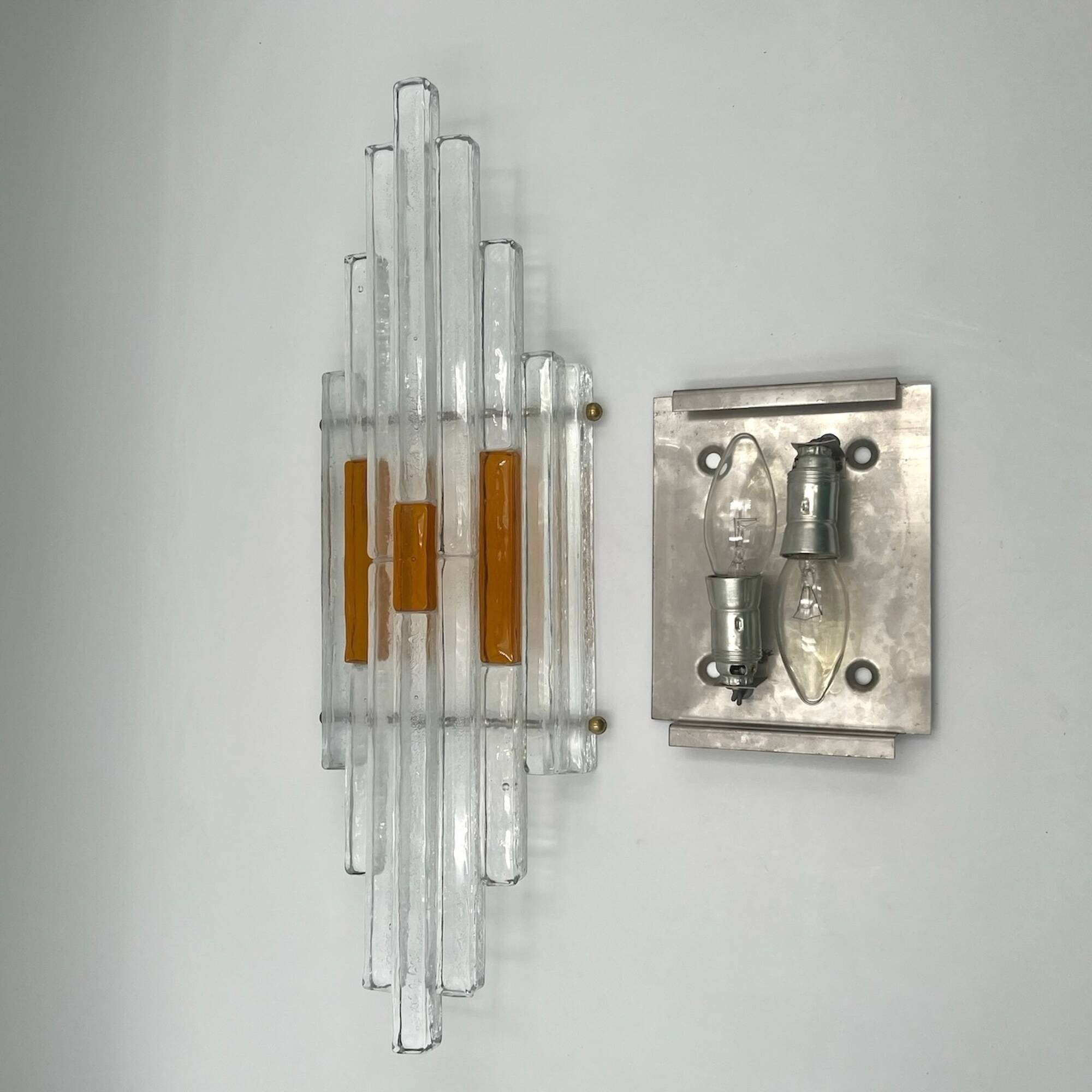 Vintage Handmade Glass 70s Poliarte Sconce ‘Linea’ byAlbano Poli