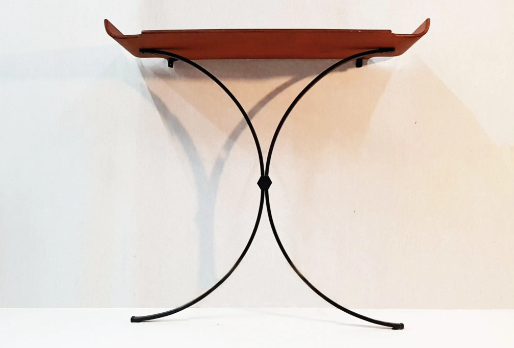 Vintage wall console in plywood, Italy 50s