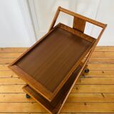 Vintage wooden trolley serving cart, 1960