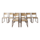 Set of 8 vintage industrial style chairs in metal and wood.
