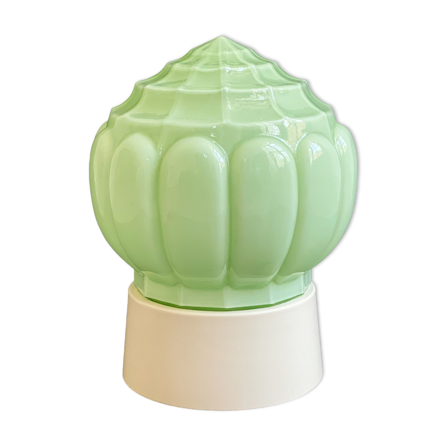 Art Deco pastel green Thabur ceiling lamp, glass globe light