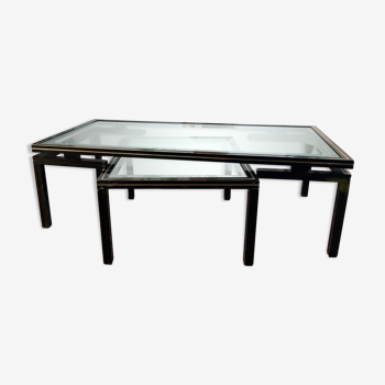 Pierre Vandel trundle coffee tables in lacquered metal and glass