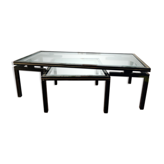Pierre Vandel trundle coffee tables in lacquered metal and glass