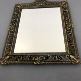 Vintage wall mirror t brass frame, italy, 1950 s