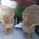 Pair of Emmanuelle rattan armchairs
