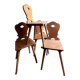 Series of 4 Brutalist chairs in solid oak - Savoyard Popular Art - Vintage from the 60s