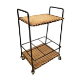 Wicker and vintage black metal trolley