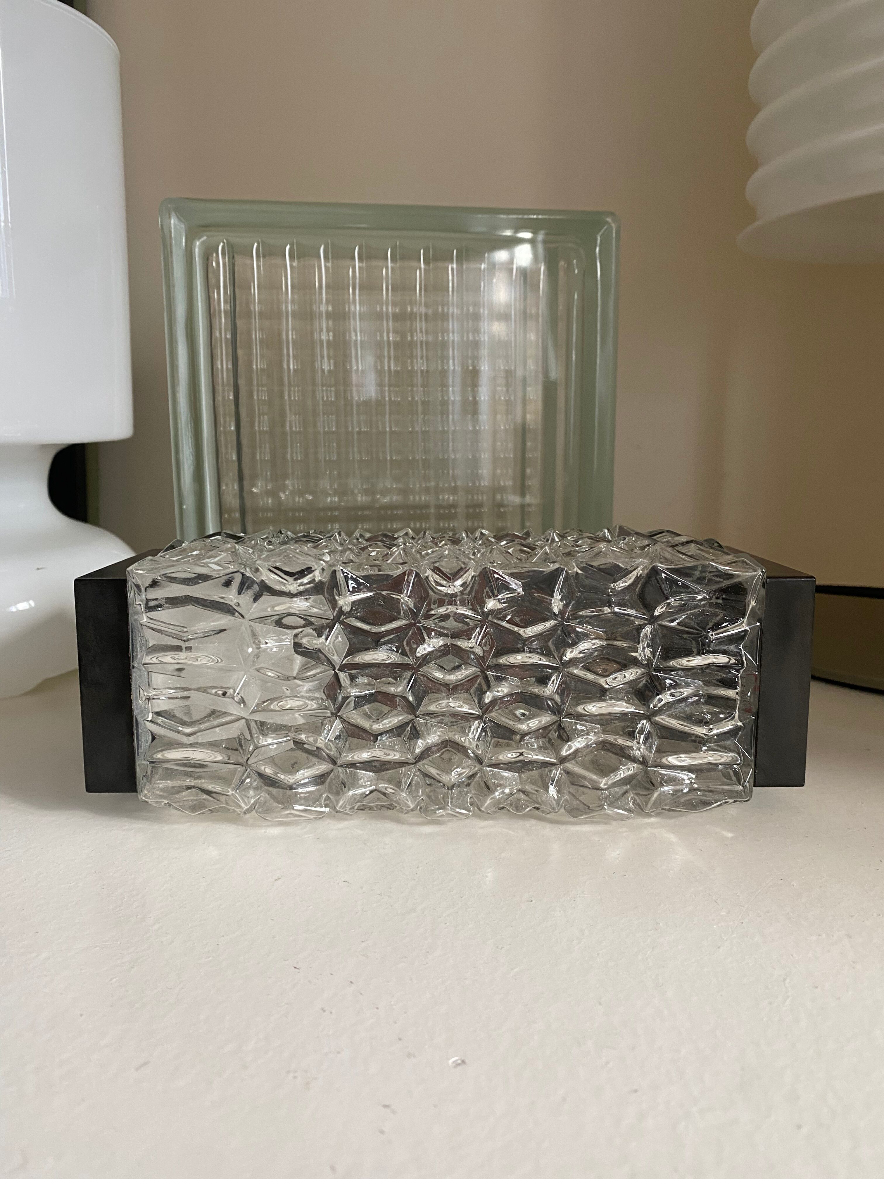 Wall lamp RZB Leuchten textured molded glass and vintage bakelite