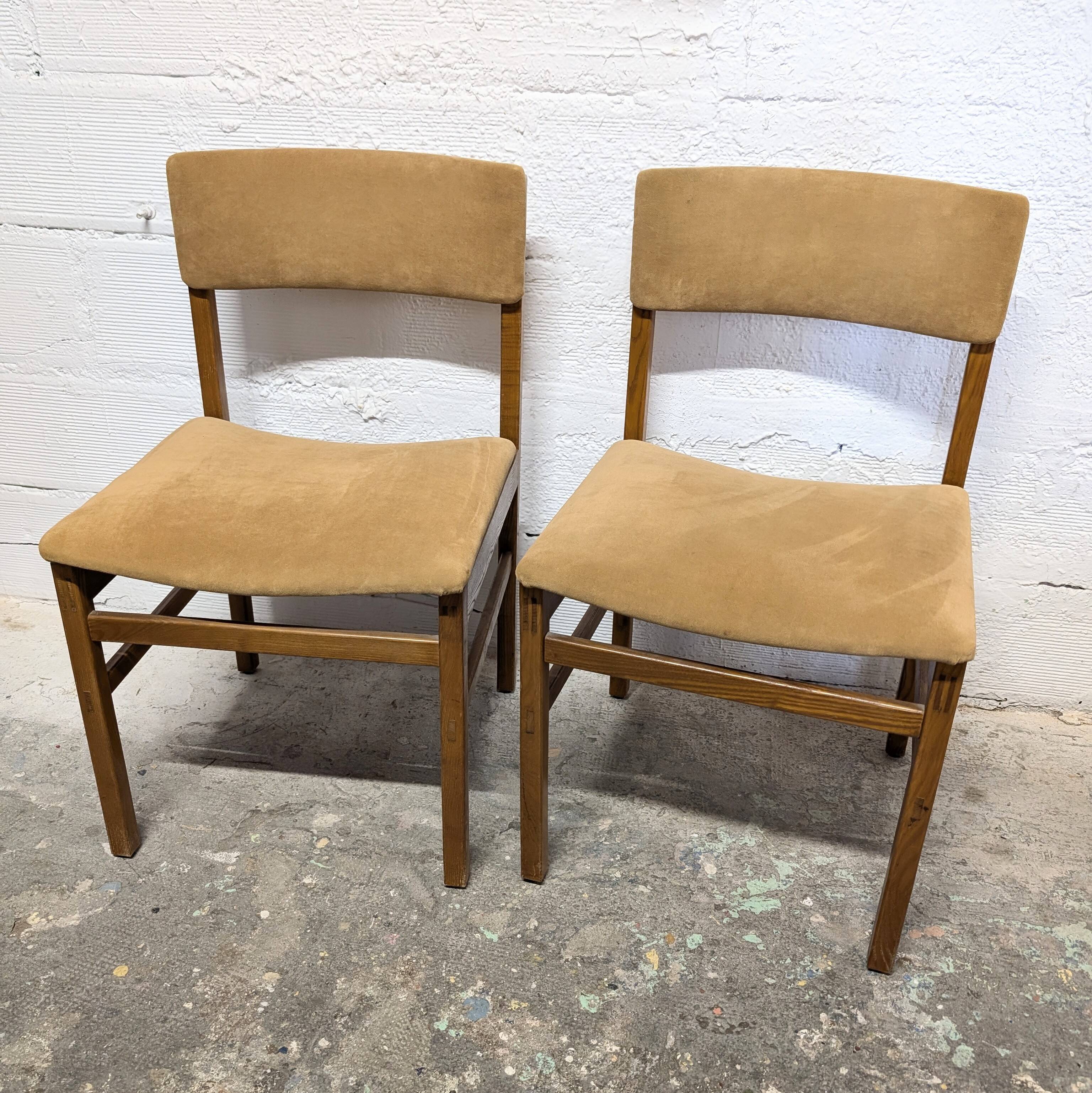 Pair of vintage velvet and wood chairs