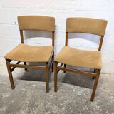 Pair of vintage velvet and wood chairs