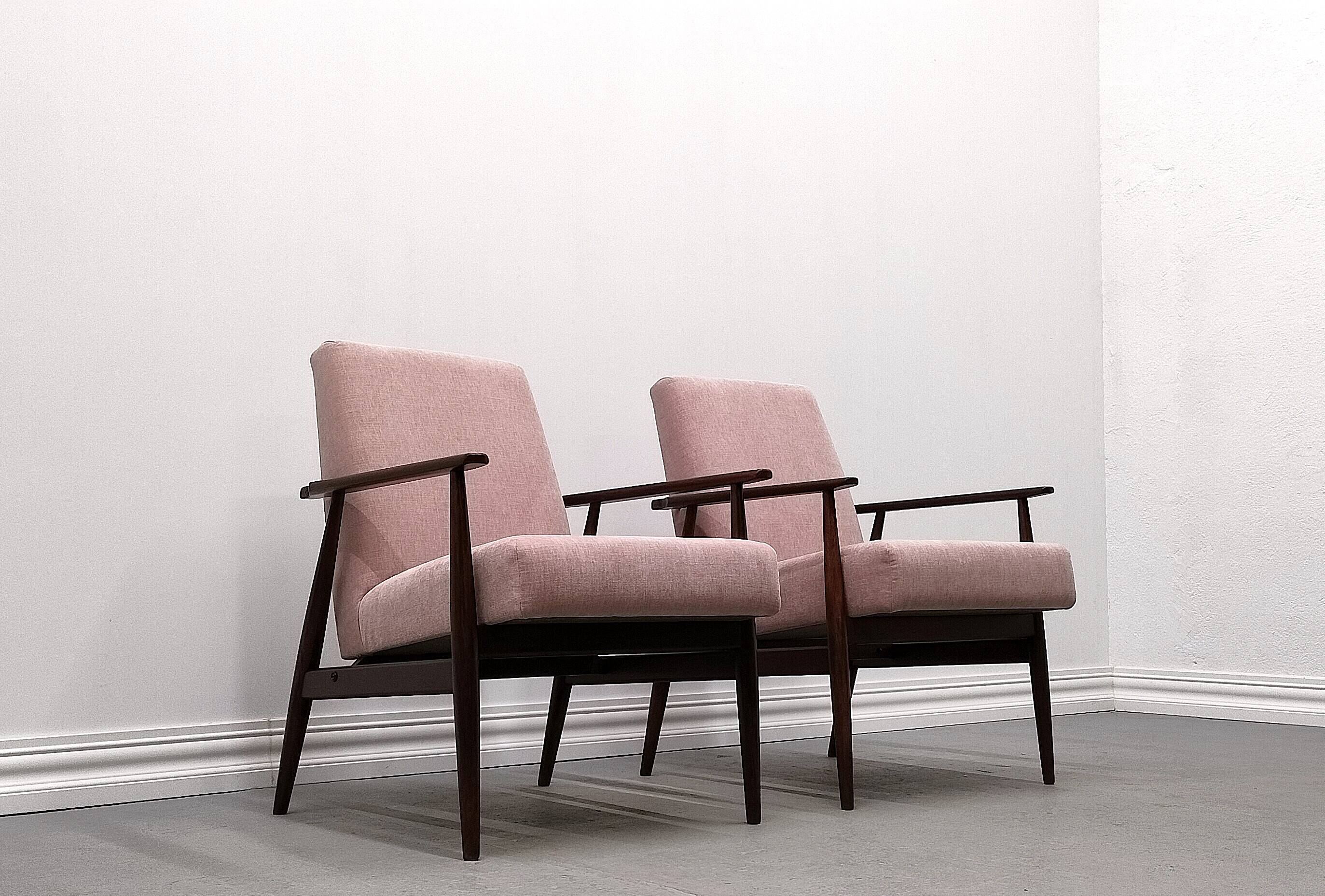 1960 Henryk Lis Mid Century Armchair in Pink
