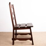 Set of 6 large Brutalist chairs in solid oak from the 1950s.