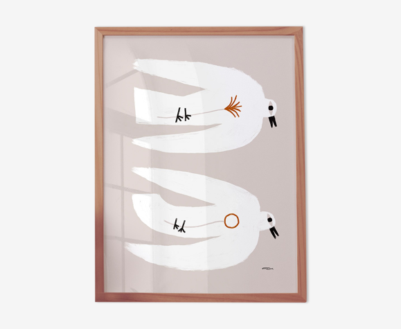 Affiche murale oiseaux blancs liberté 50cmx70cm