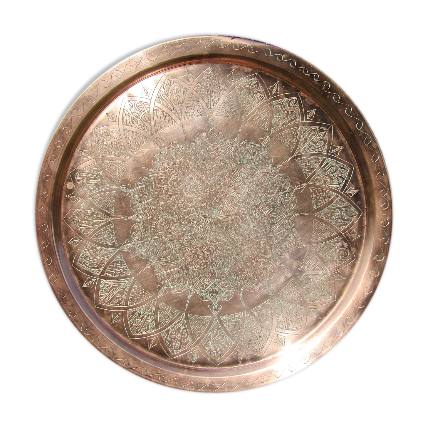 Moroccan tray in oriental pink copper