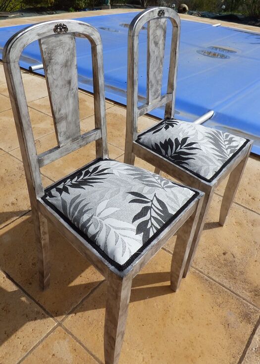 Set of 2 chic chairs with top fabrics patterned wooden leaf quality