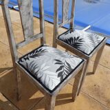 Set of 2 chic chairs with top fabrics patterned wooden leaf quality