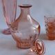 Carafe verre rose style art déco 14 cm