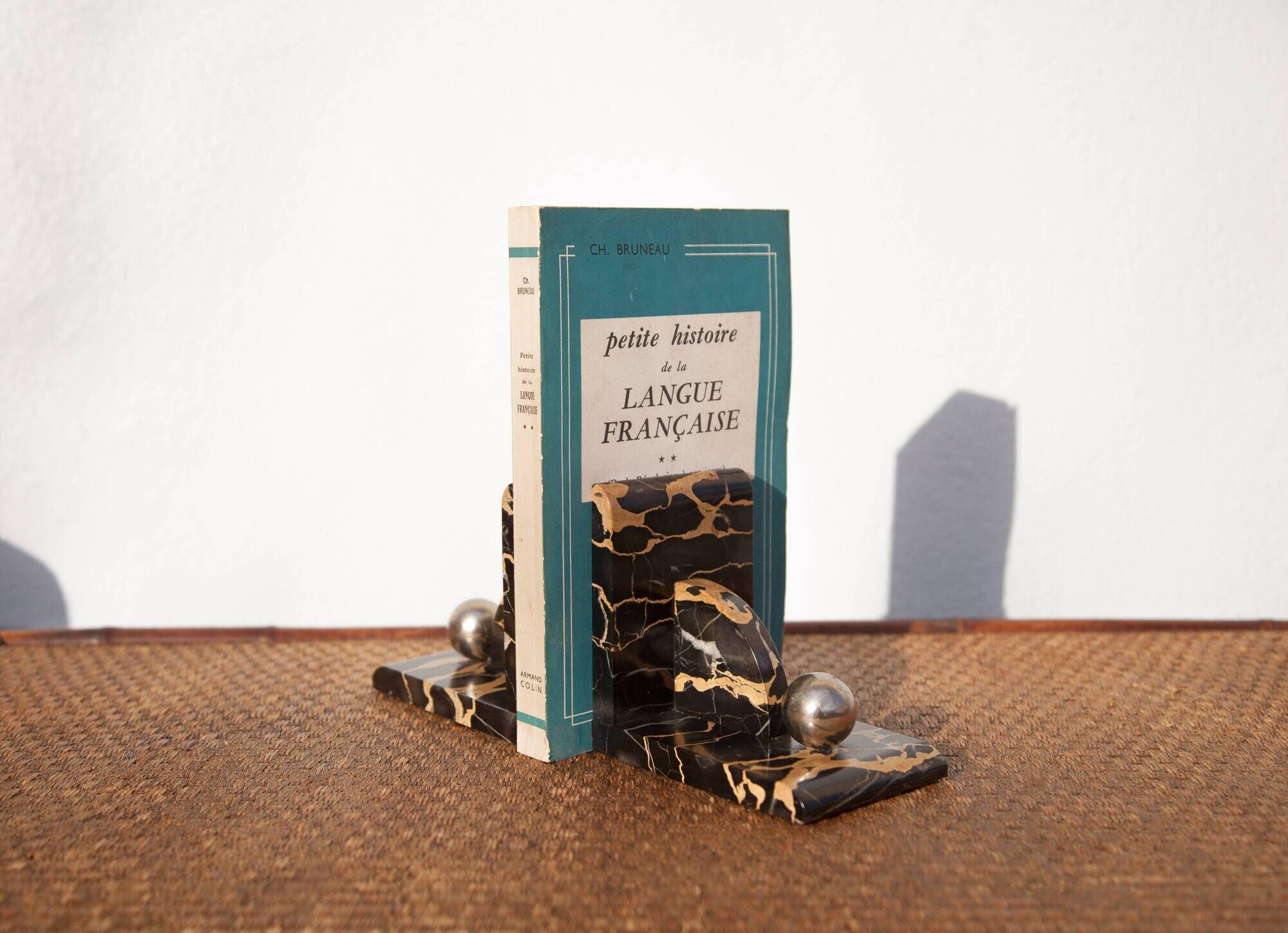Art deco port marble bookend, art deco book endholder, paperweight, bookcase, office